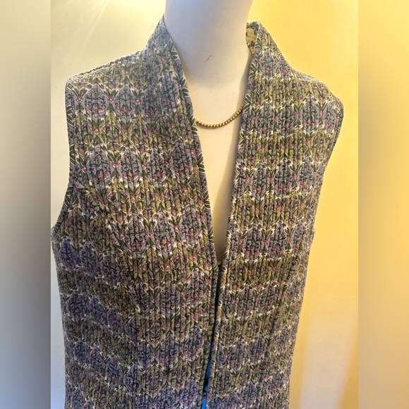 🪷 Long Vest Quilted Cotton Block Print Reversible Waistcoat / Anokhi Adini Phool - Picture 9 of 11